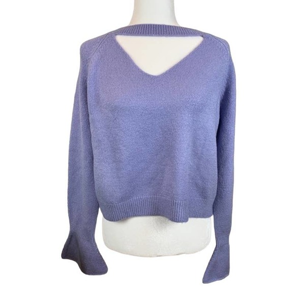 FEW MODA Women's Sweater-Choker Neck Bell Sleeves-Large Lavendar NWT - Picture 2 of 6